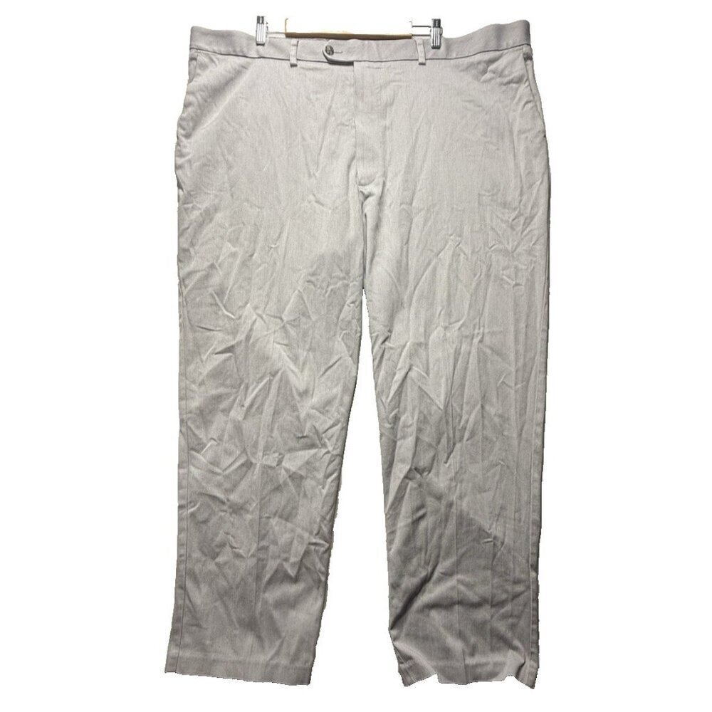Roundtree & Yorke Travel Smart Khaki Chino Men's Pants 48x32 Cotton Blend Gray